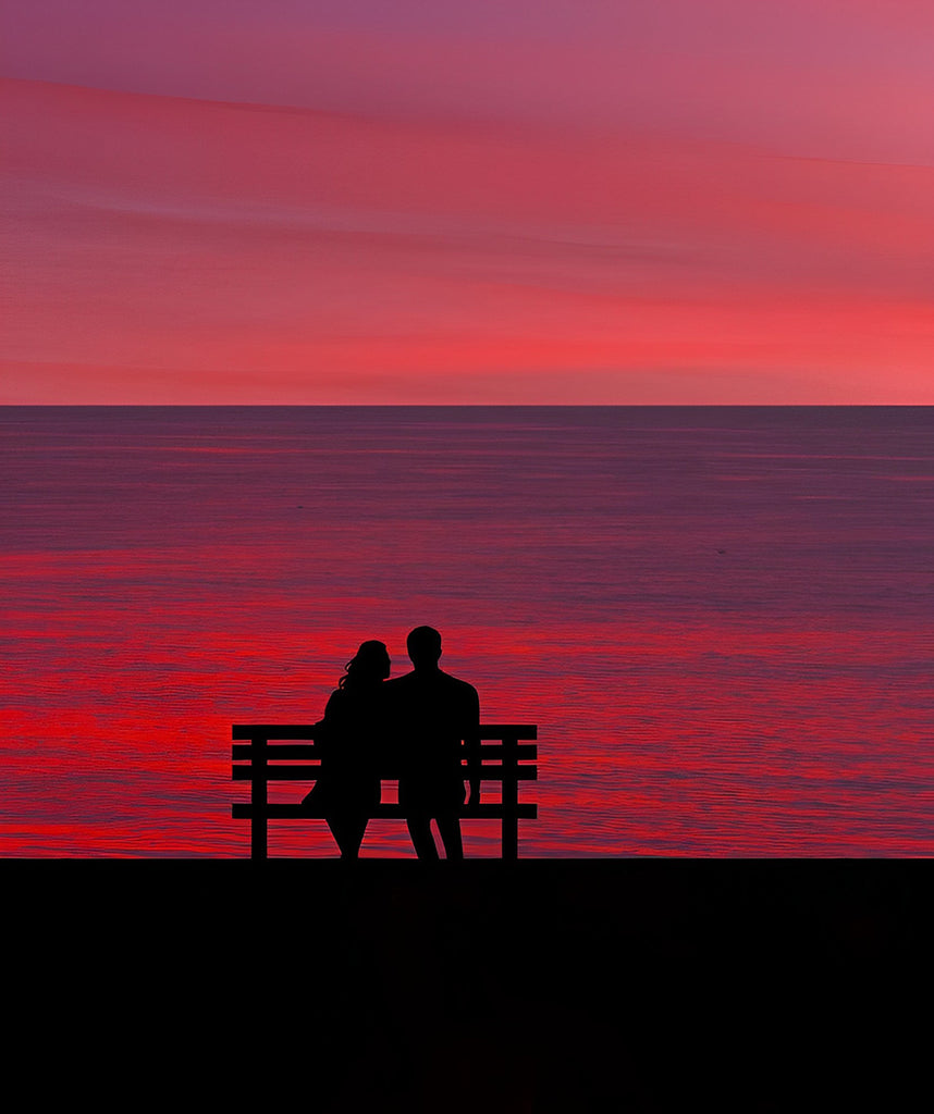 Liebespaar am Strand bei Sonnenuntergang Malen nach Zahlen