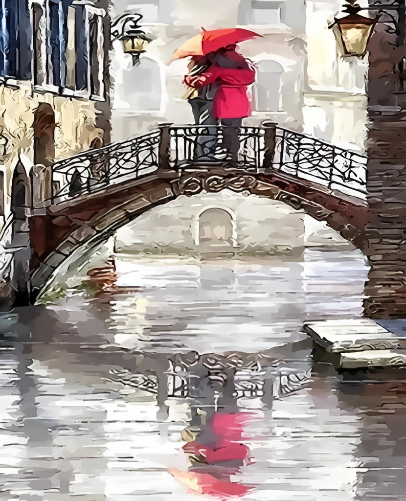 Liebespaar auf der Brücke in Venedig Malen nach Zahlen