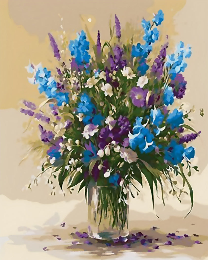 Lila und blaue Blumen Malen nach Zahlen