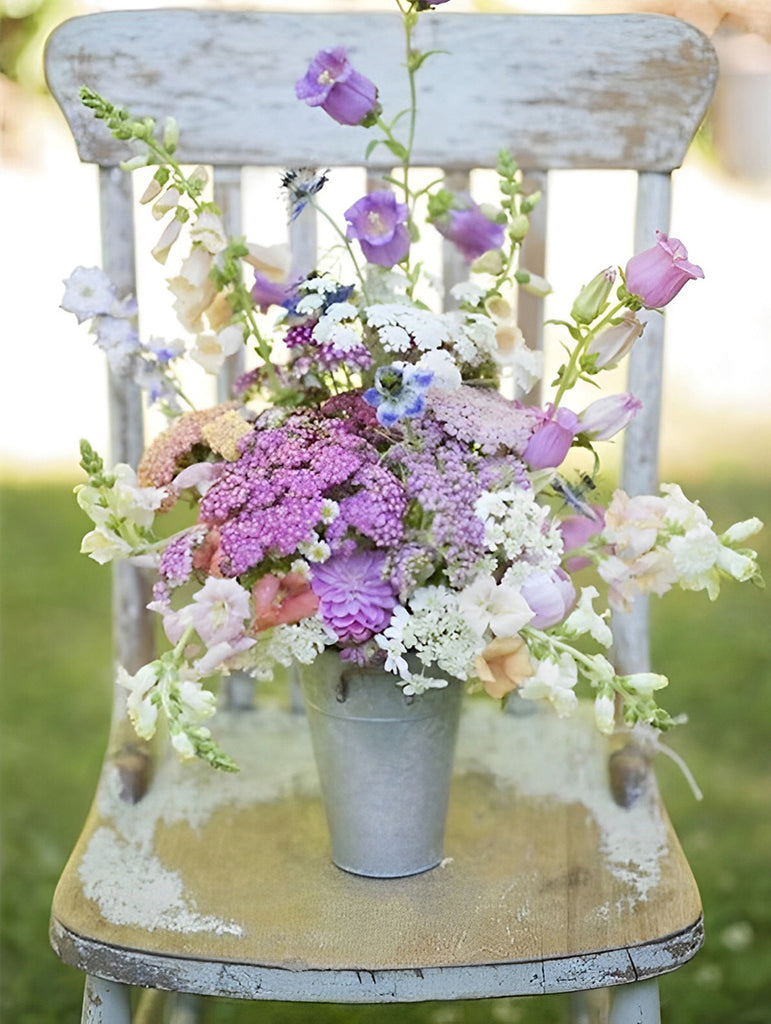 Lila und weiße Blumen Malen nach Zahlen