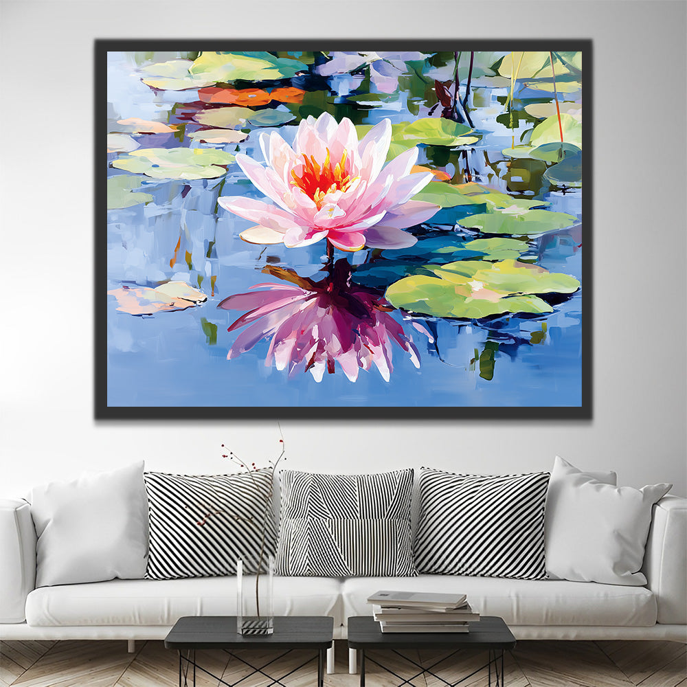 Lotus im Teich Malen nach Zahlen