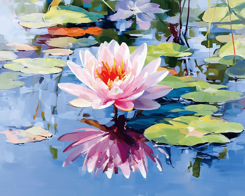 Lotus im Teich Malen nach Zahlen