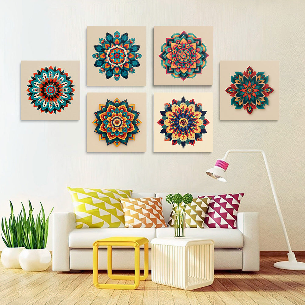 Lotus Mandala 6 Stück Mini Malen nach Zahlen