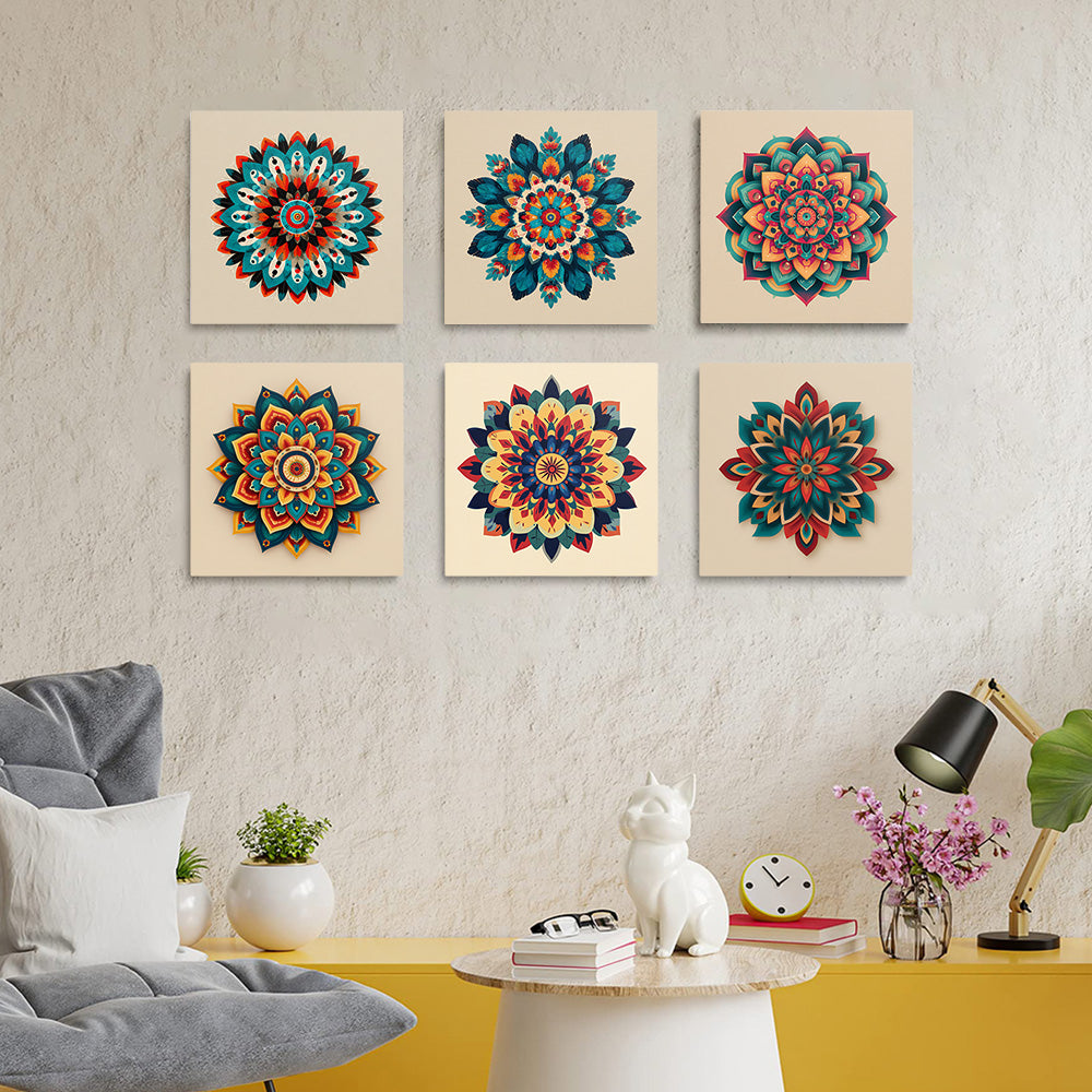 Lotus Mandala 6 Stück Mini Malen nach Zahlen