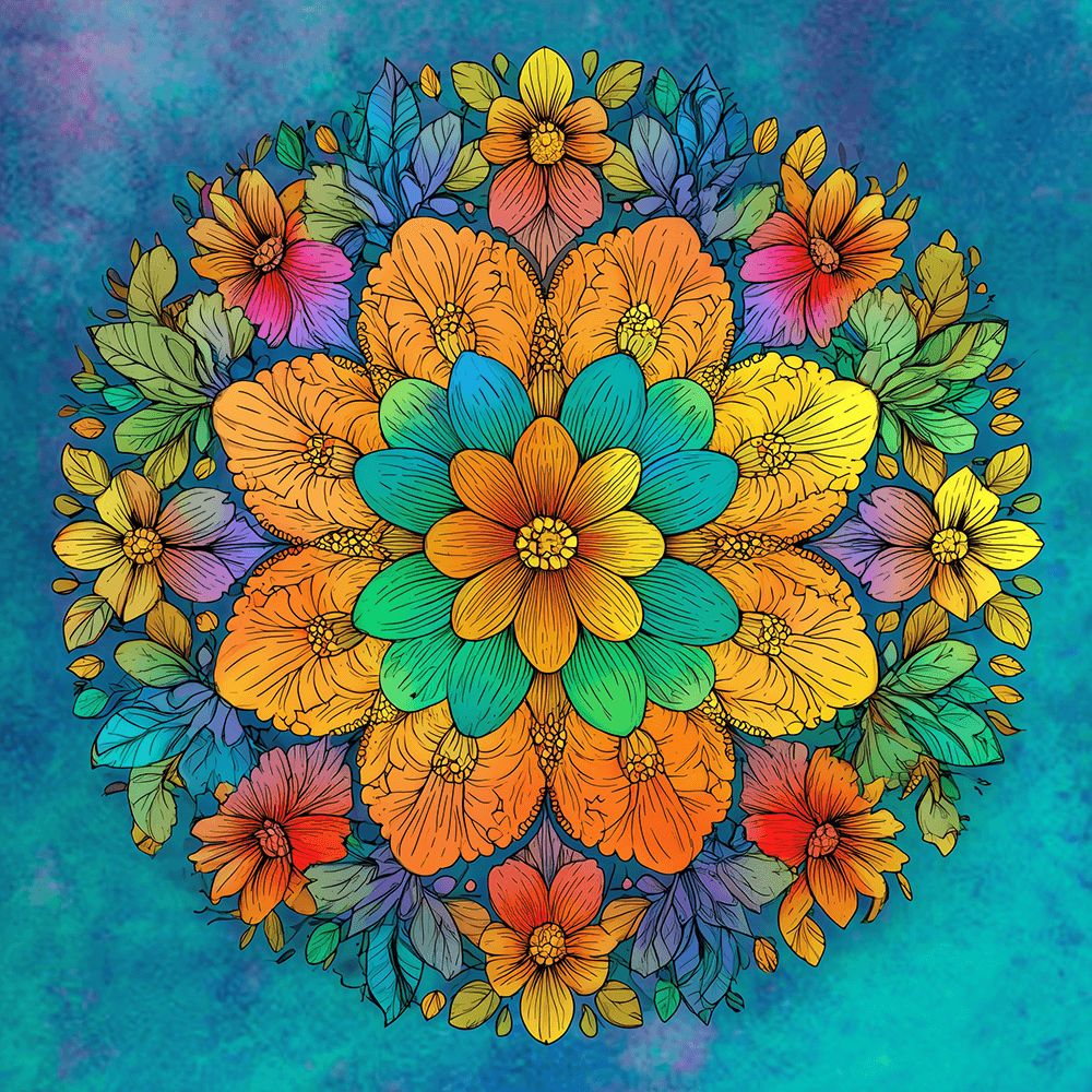 Mandala Blumen Malen nach Zahlen