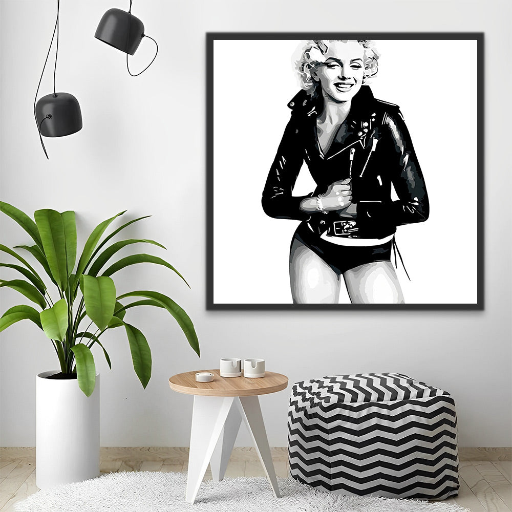 Marilyn Monroe in Lederkleidung Malen nach Zahlen