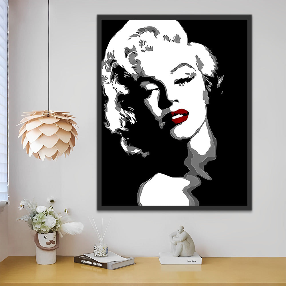 Marilyn Monroe mit roten Lippen Malen nach Zahlen