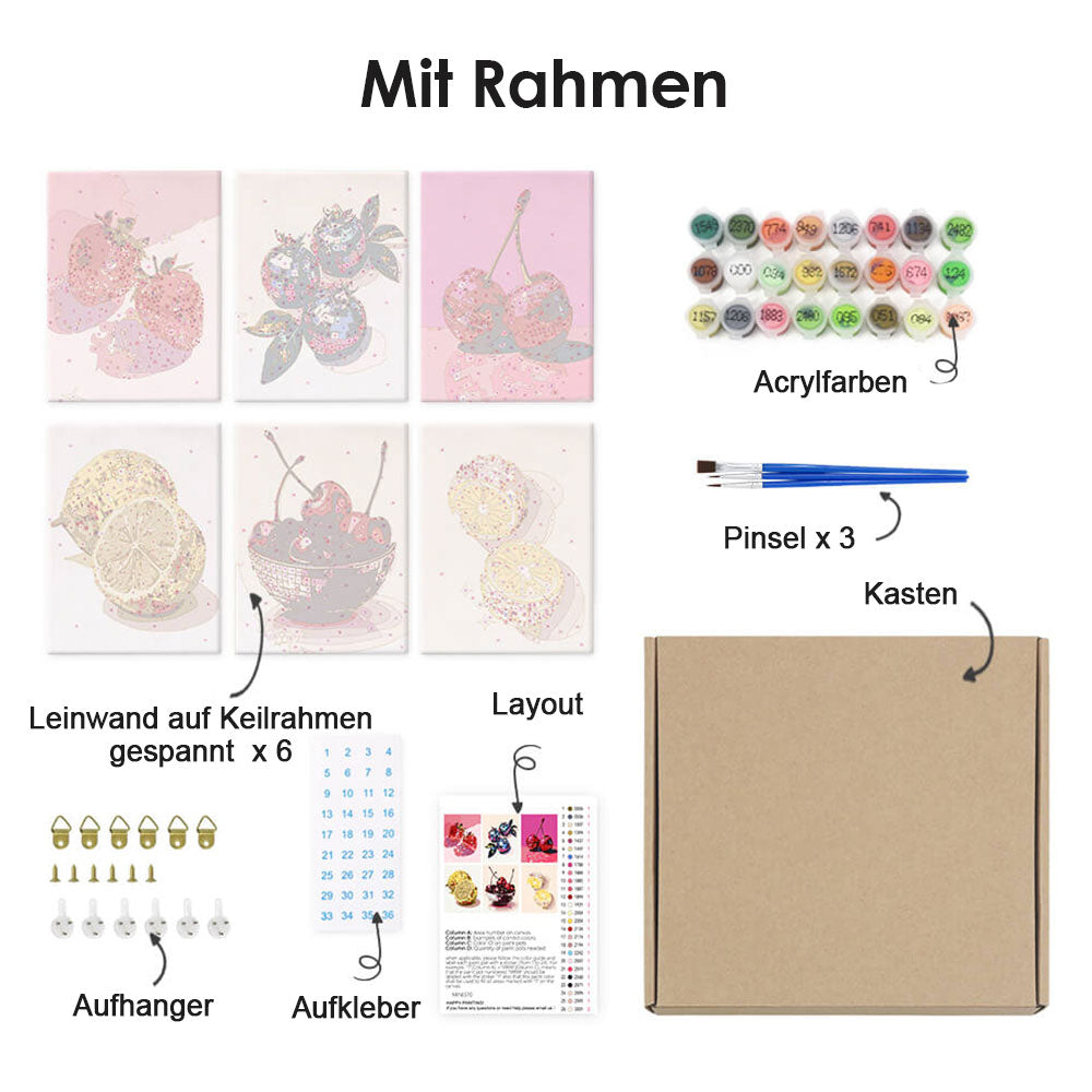 Metallische Frucht 6 Stück Mini Malen nach Zahlen