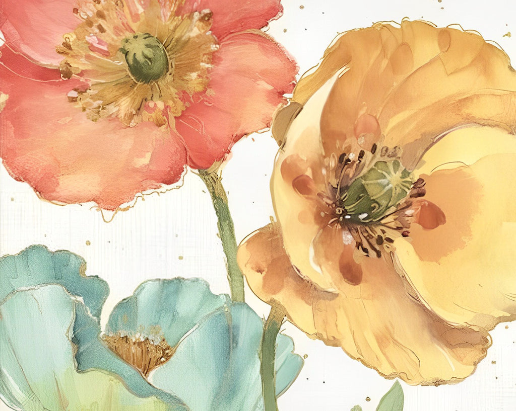 Mohnblumen im Aquarellstil Malen nach Zahlen