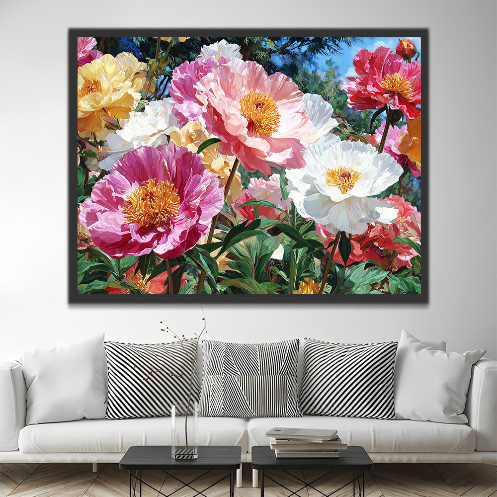 Mohnblumen mit goldenen Staubgefäßen in der Natur Malen nach Zahlen