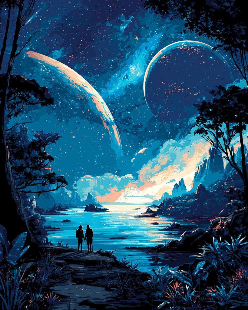 Mysteriöser Planet der Alpenseen Malen nach Zahlen