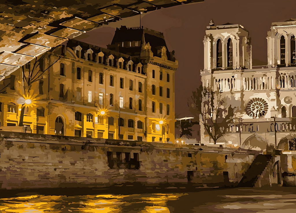 Nacht in Paris an der Seine Malen nach Zahlen