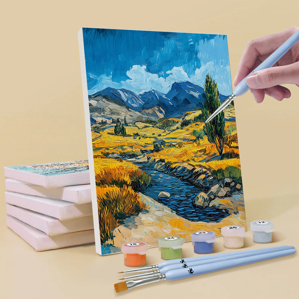 Naturlandschaft im Van-Gogh-Stil 6 Stück Mini Malen nach Zahlen