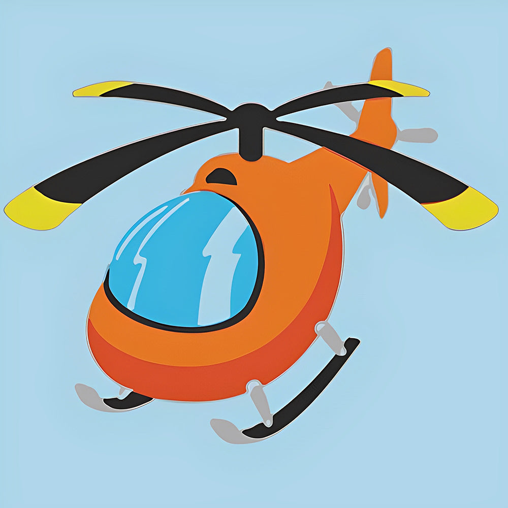 Orange Cartoon Flugzeug Malen nach Zahlen Für Kinder