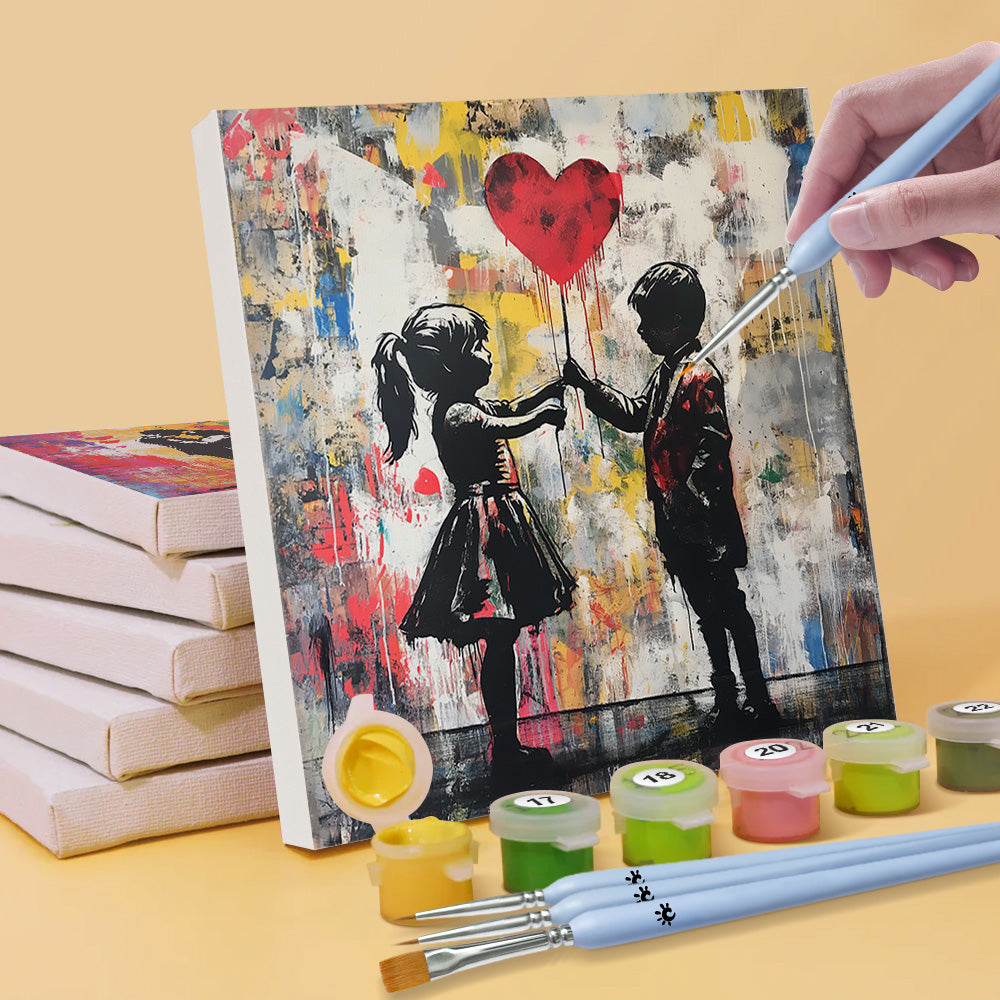 Paar und Kinder im Graffiti-Stil 6 Stück Mini Malen nach Zahlen