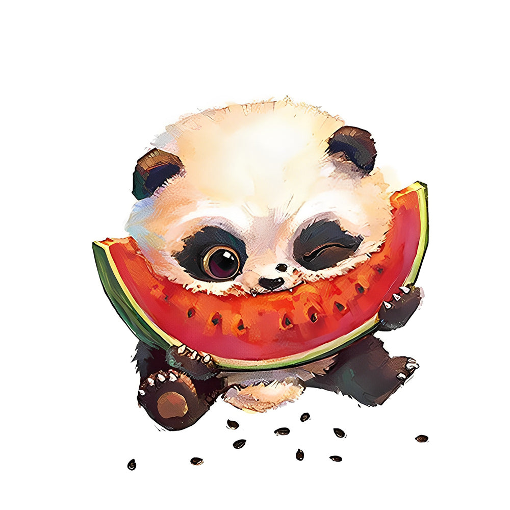 Panda-Baby mit Wassermelone Malen nach Zahlen