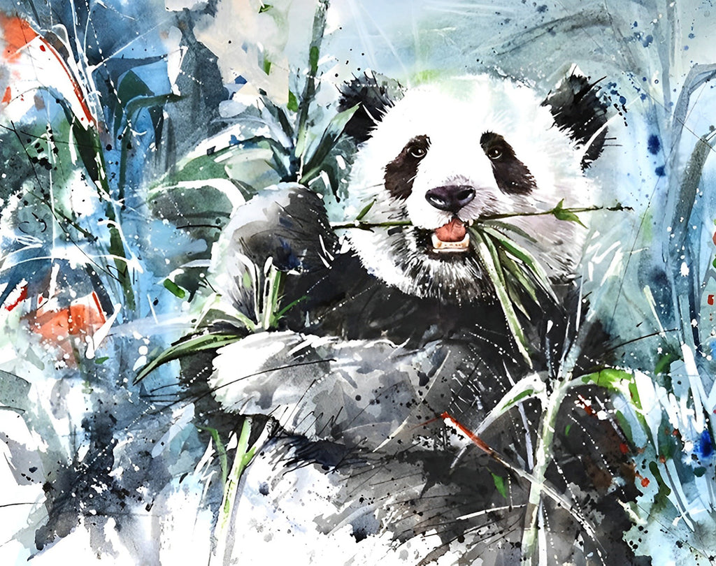 Panda beim Essen von Bambus Malen nach Zahlen