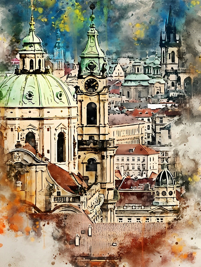 Prag in Aquarell Malen nach Zahlen