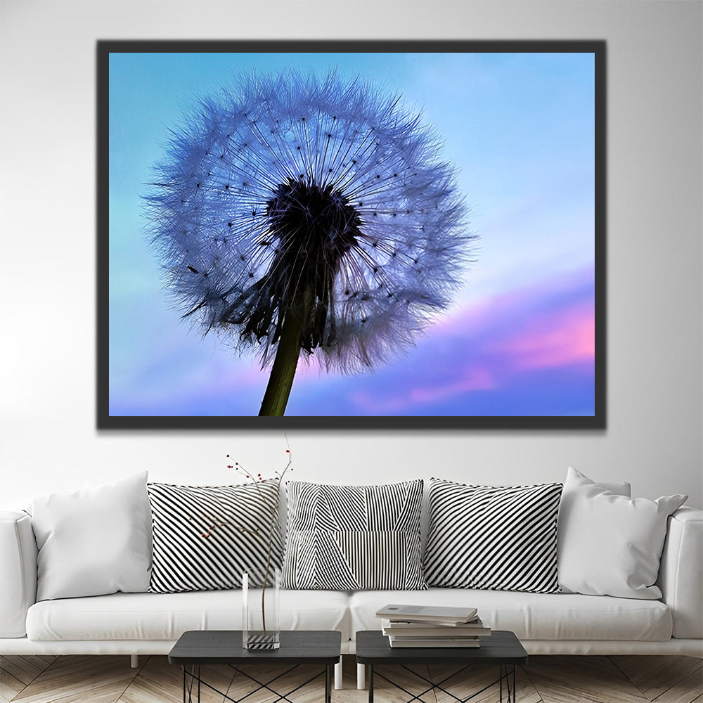 Pusteblume unter blauem Himmel Malen nach Zahlen