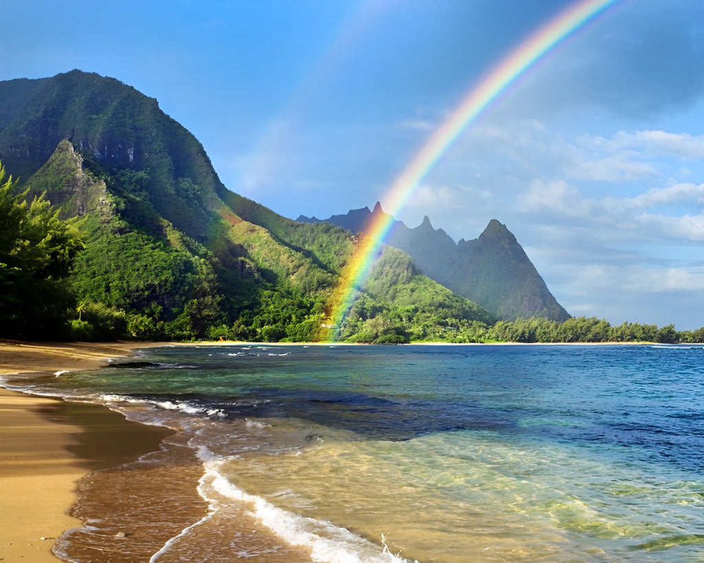 Regenbogen über dem Meer Malen nach Zahlen