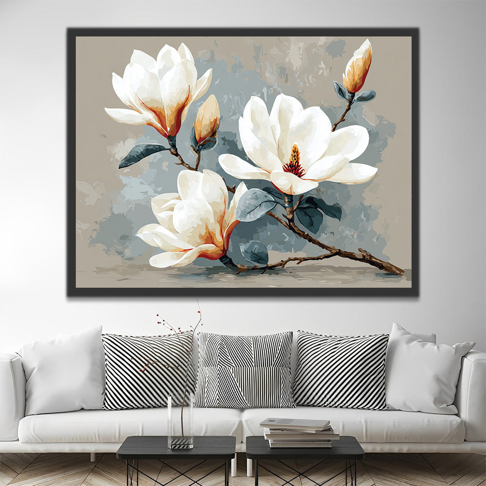 Reinweiße Magnolie Malen nach Zahlen