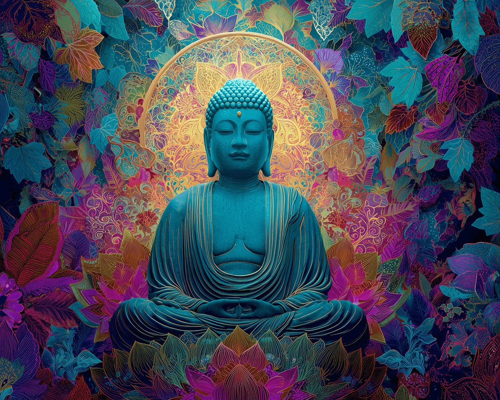 Riesige Buddhastatue auf einem Lotussitz Malen nach Zahlen