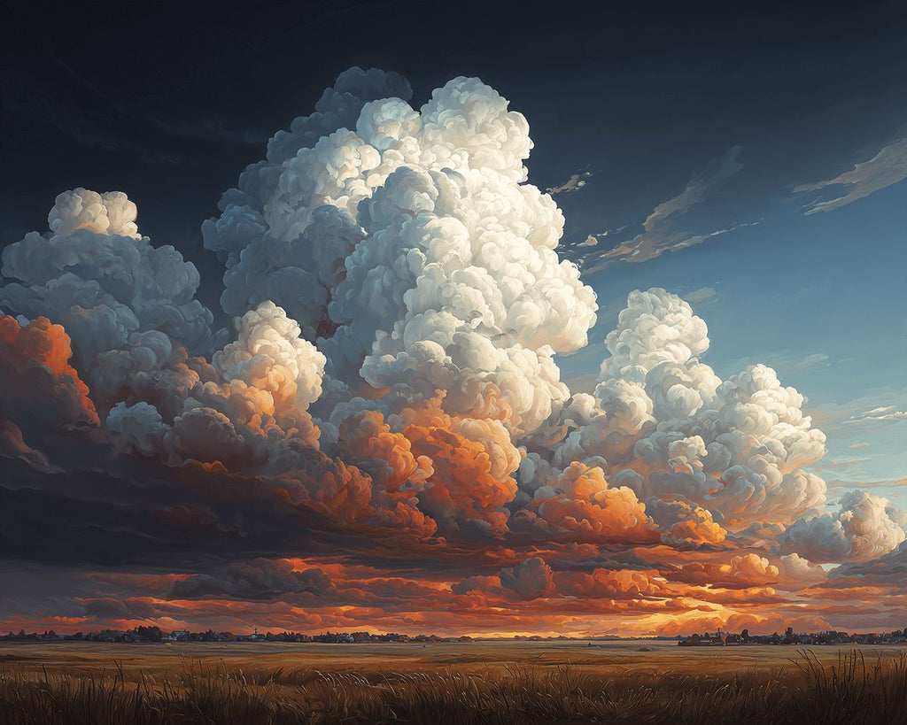 Riesige Wolken über den Feldern Malen nach Zahlen