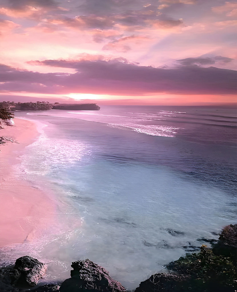 Rosa Strand bei Sonnenuntergang Malen nach Zahlen