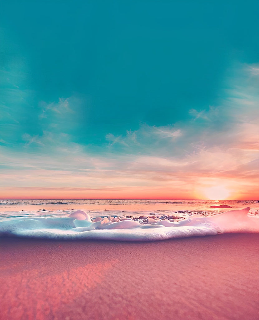 Rosa Strand und grüner Himmel Malen nach Zahlen