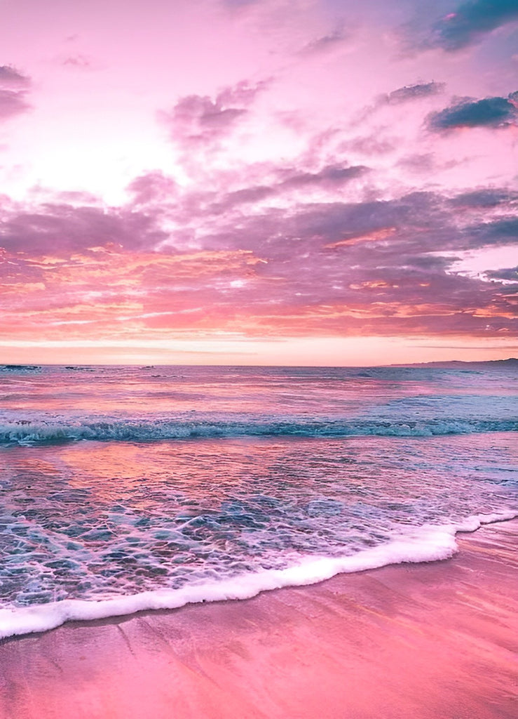 Rosa Strand und Wolken Malen nach Zahlen