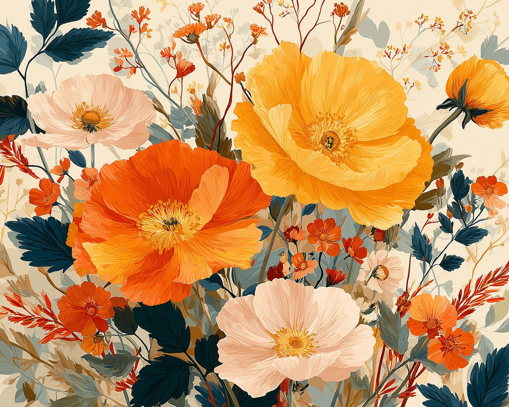 Rosa und goldene Pfingstrosen Malen nach Zahlen