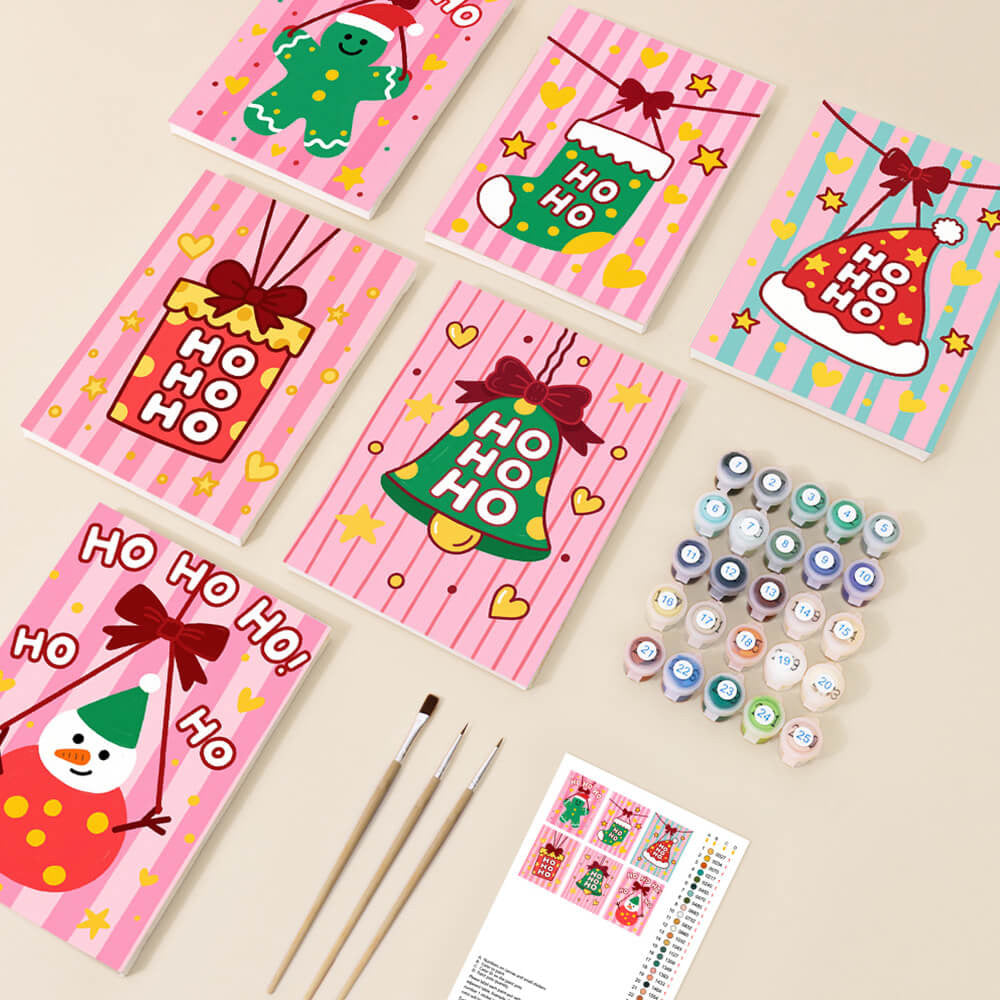 Rosa Weihnachtsdekorationen 6 Stück Mini Malen nach Zahlen