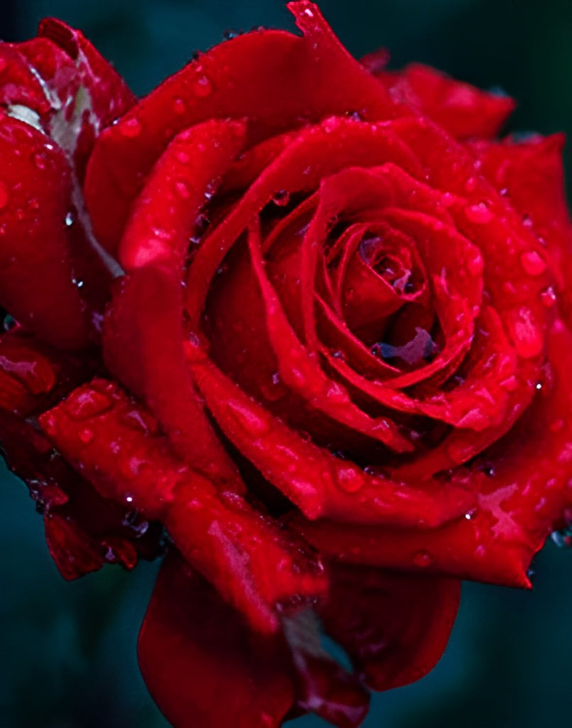 Rose mit Wassertropfen Malen nach Zahlen