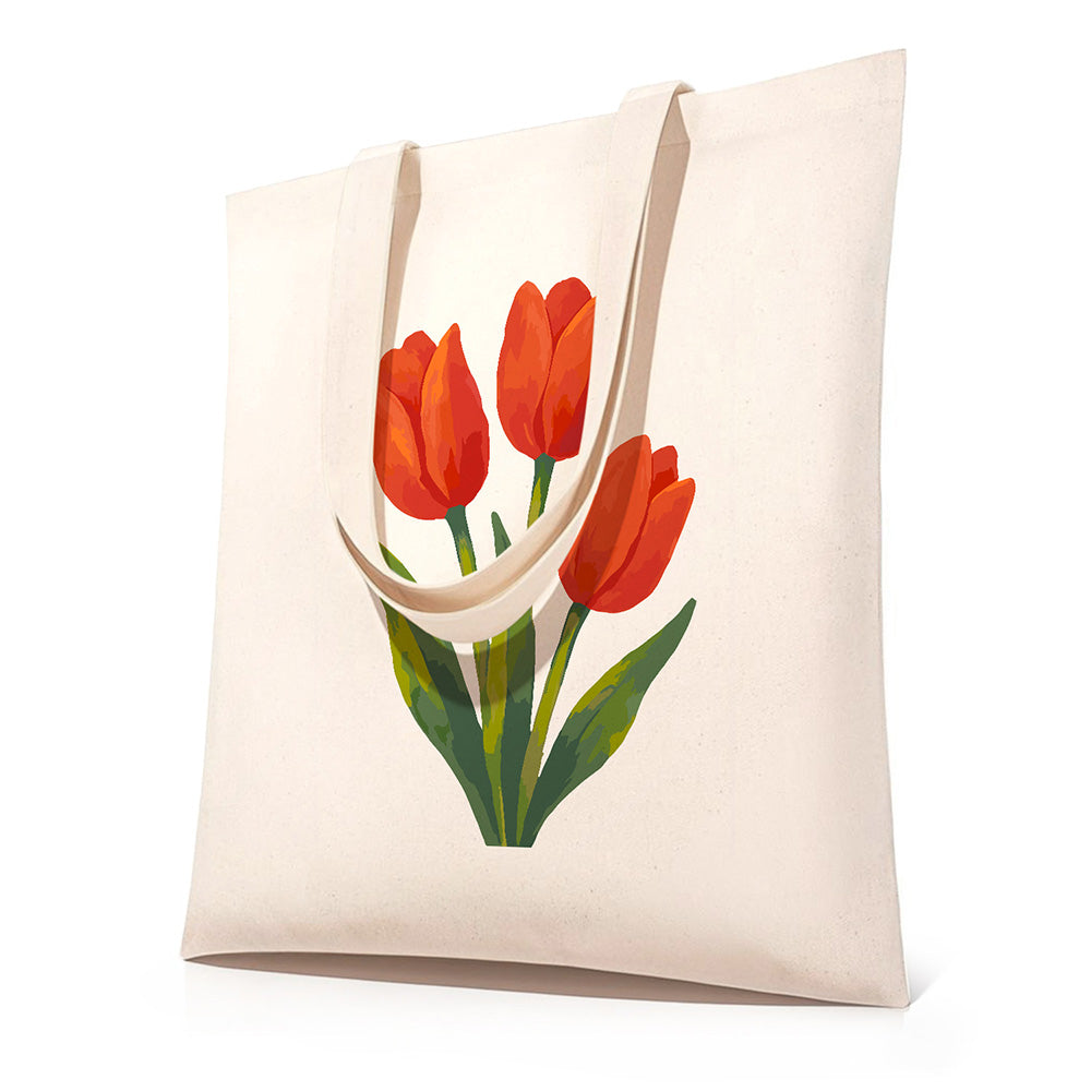 Rote Tulpen Leinwand Tragetasche Malen nach Zahlen