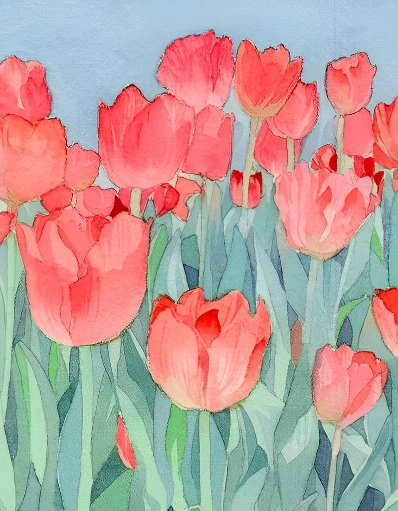 Rote Tulpen Malen nach Zahlen