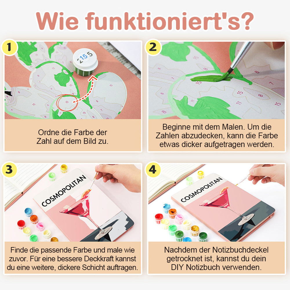 Roter Cocktail Notizbuch Malen nach Zahlen