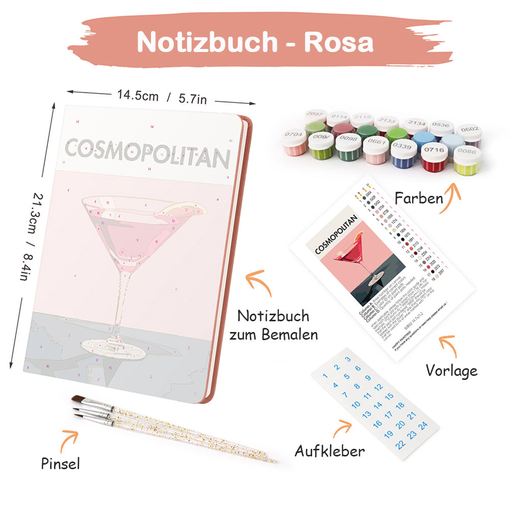Roter Cocktail Notizbuch Malen nach Zahlen