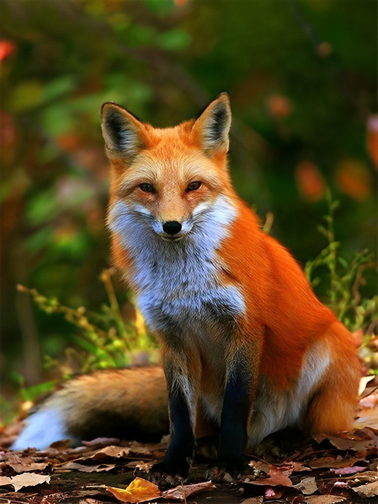 Roter Fuchs und fallende Blätter Malen nach Zahlen