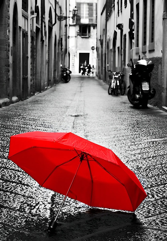 Roter Regenschirm Malen nach Zahlen