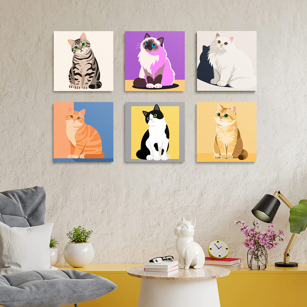 Ruhige Katzen 6 Stück Mini Malen nach Zahlen