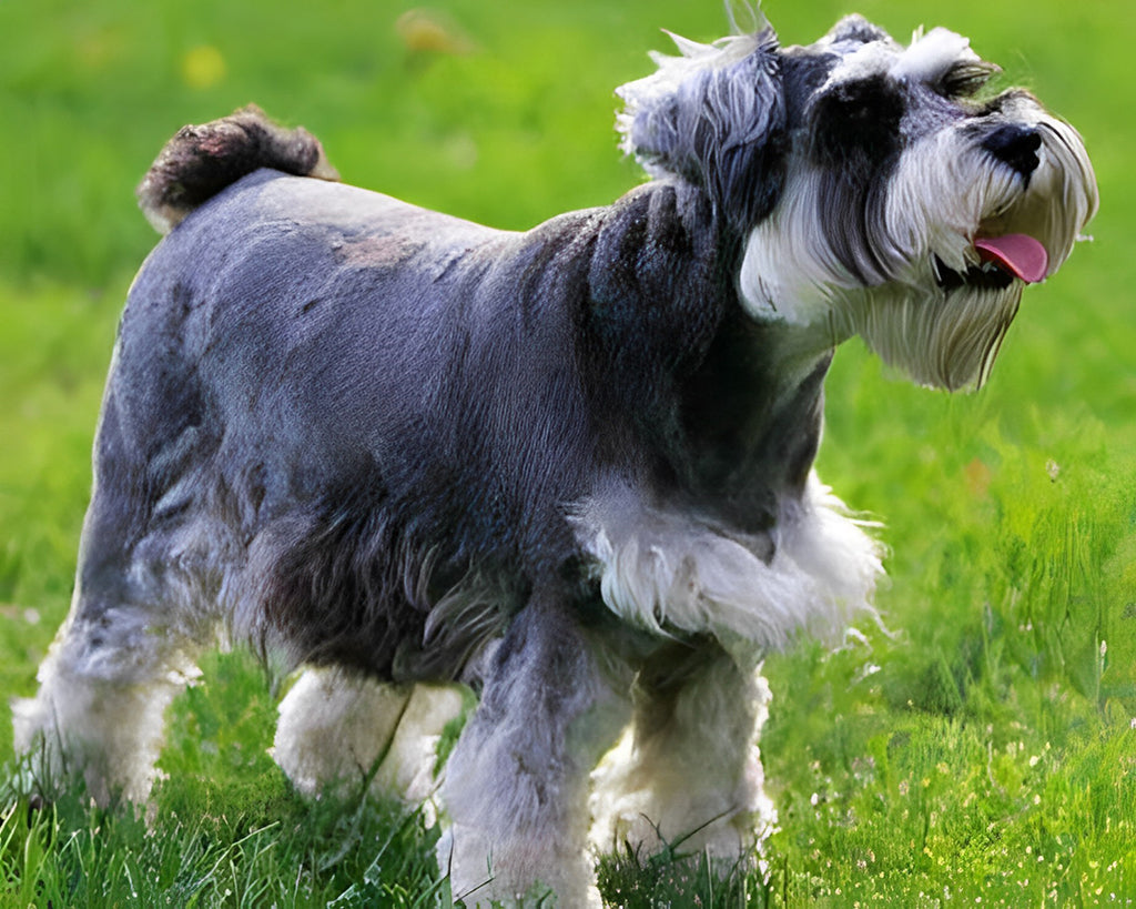 Schnauzer auf der Wiese Malen nach Zahlen