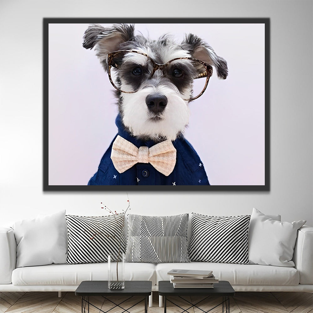 Schnauzer mit Brille Malen nach Zahlen