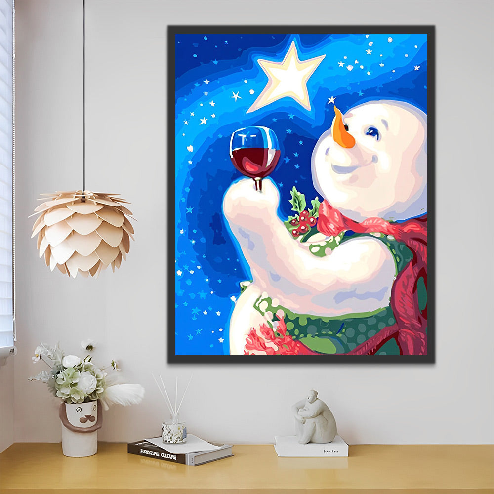 Schneemann Rotwein Weihnachten Malen nach Zahlen