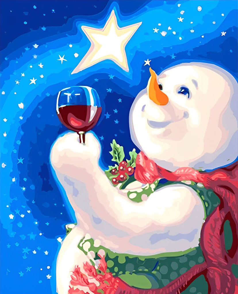 Schneemann Rotwein Weihnachten Malen nach Zahlen