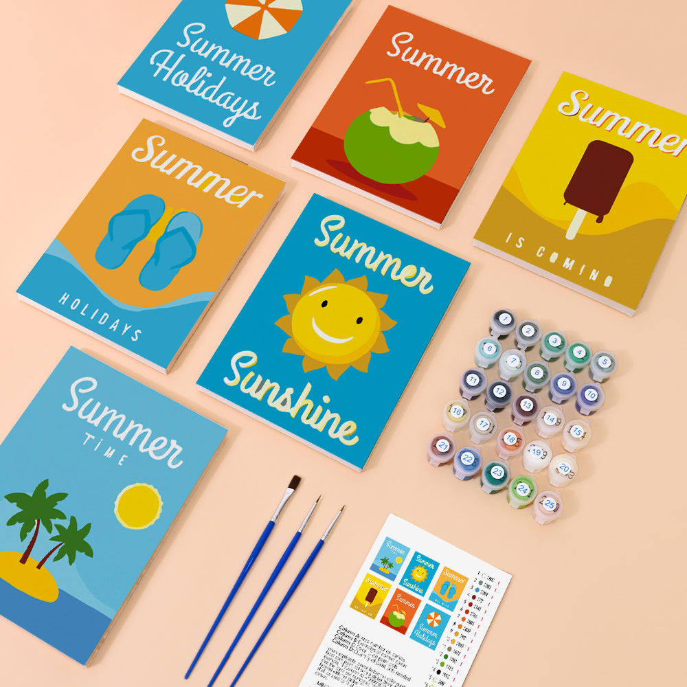 Schöne Sommerzeit 6 Stück Mini Malen nach Zahlen
