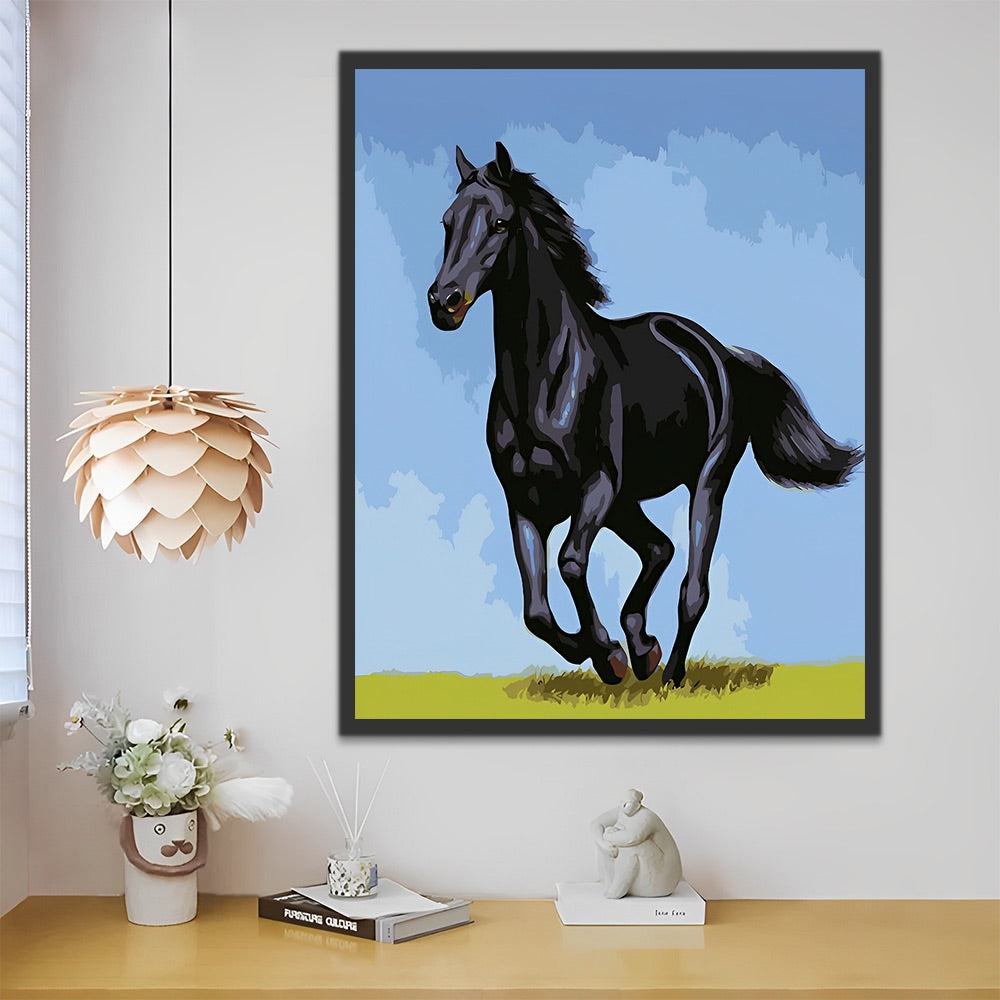 DIY Malen Nach Zahlen: Dunkles Pferd Im Wald – Ölgemälde Auf Leinwand 40x50cm DIY Malen Nach Zahlen: Dunkles Pferd Im Wald – Ölgemälde Auf Leinwand 40x50cm