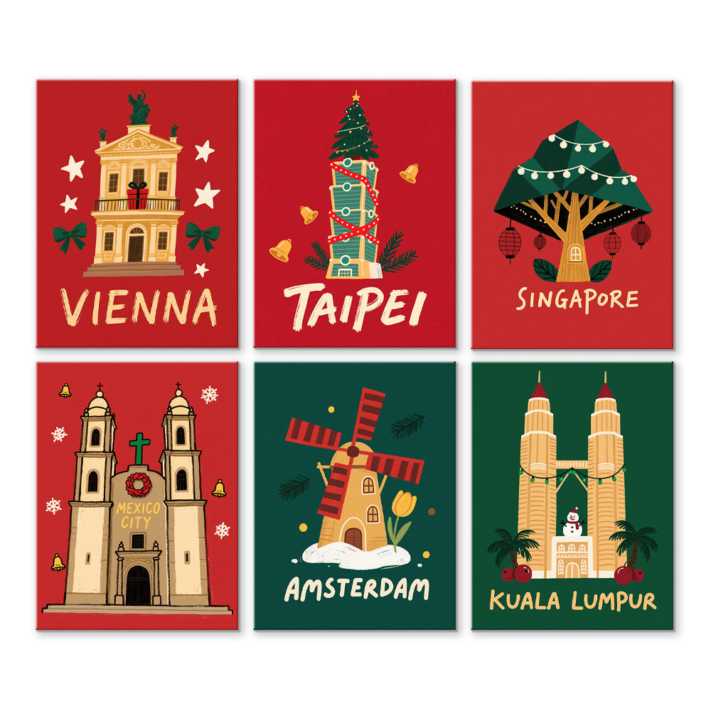 Sehenswürdigkeiten auf der Welt Feiern Weihnachten 6 Stück Mini Malen nach Zahlen