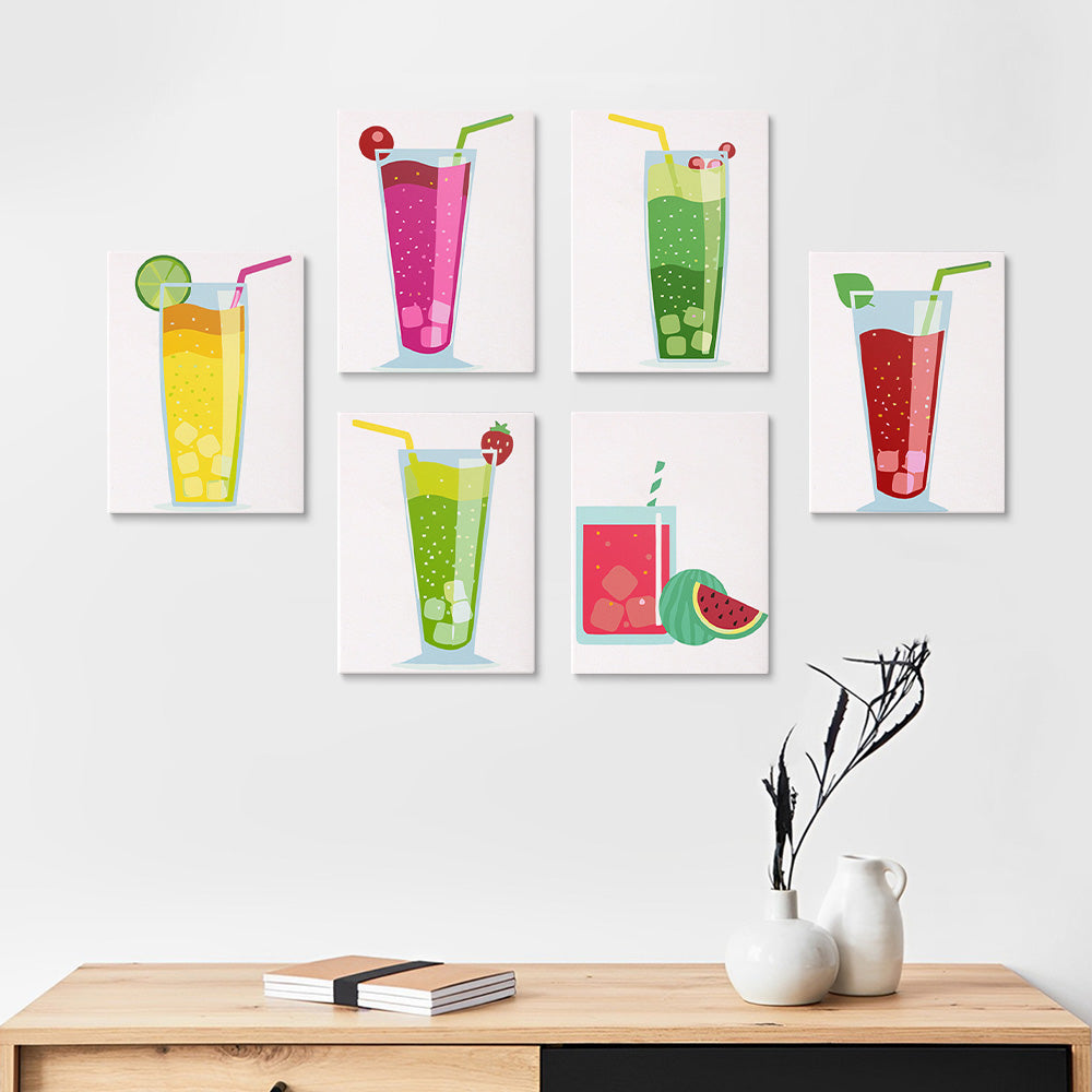 Sommercocktail 6 Stück Mini Malen nach Zahlen