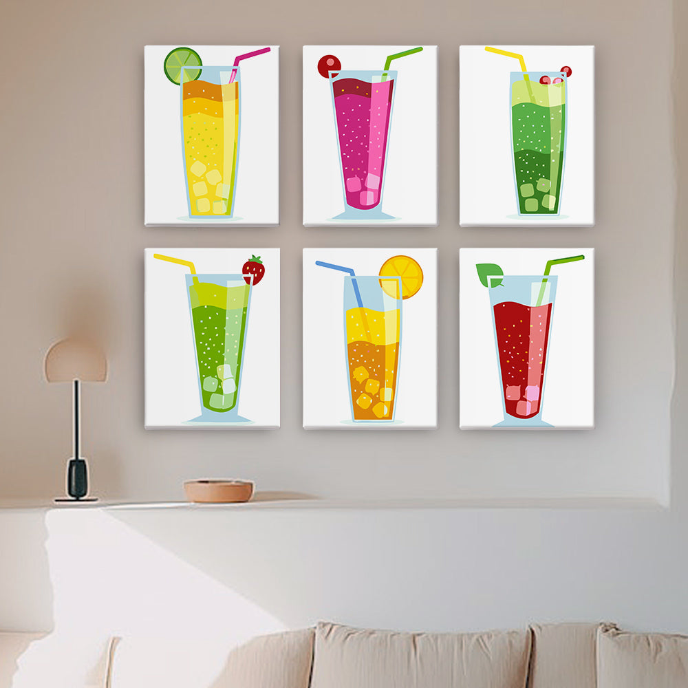 Sommercocktail 6 Stück Mini Malen nach Zahlen