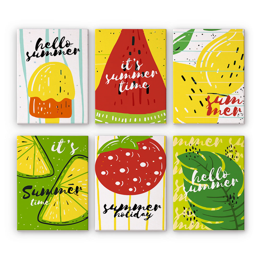 Sommerfrucht-Eis am Stiel 6 Stück Mini Malen nach Zahlen